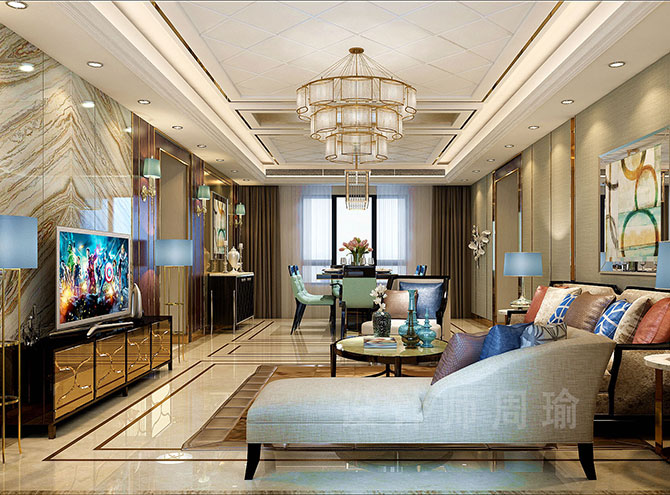 在线美女流滛水世纪江尚三室两厅168平装修设计效果欣赏